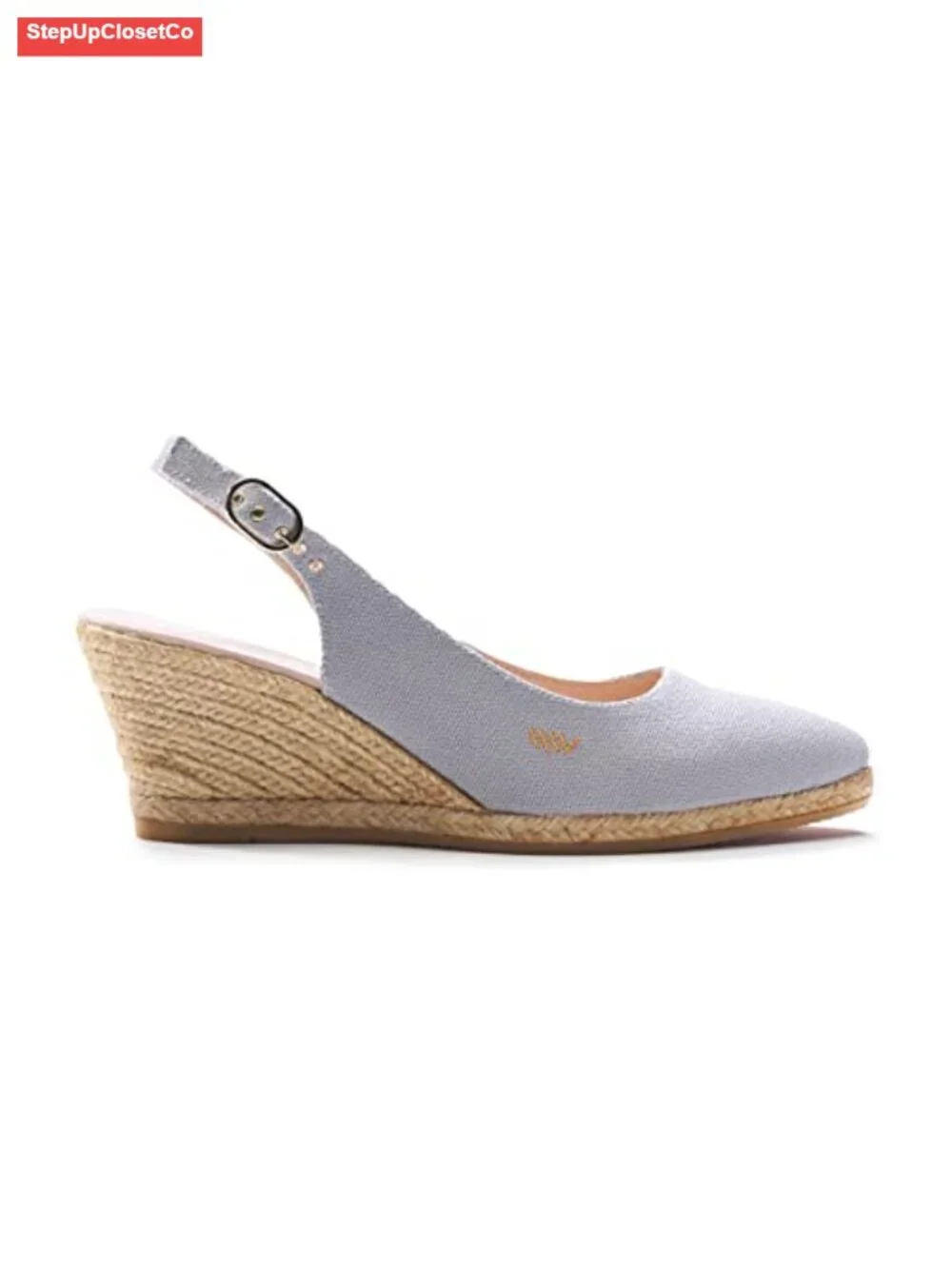 Canvas Slingback Buckle Wedge Espadrille Sandals